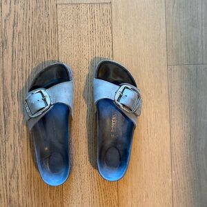Blue Madrid Birkenstock Buckle Slides
